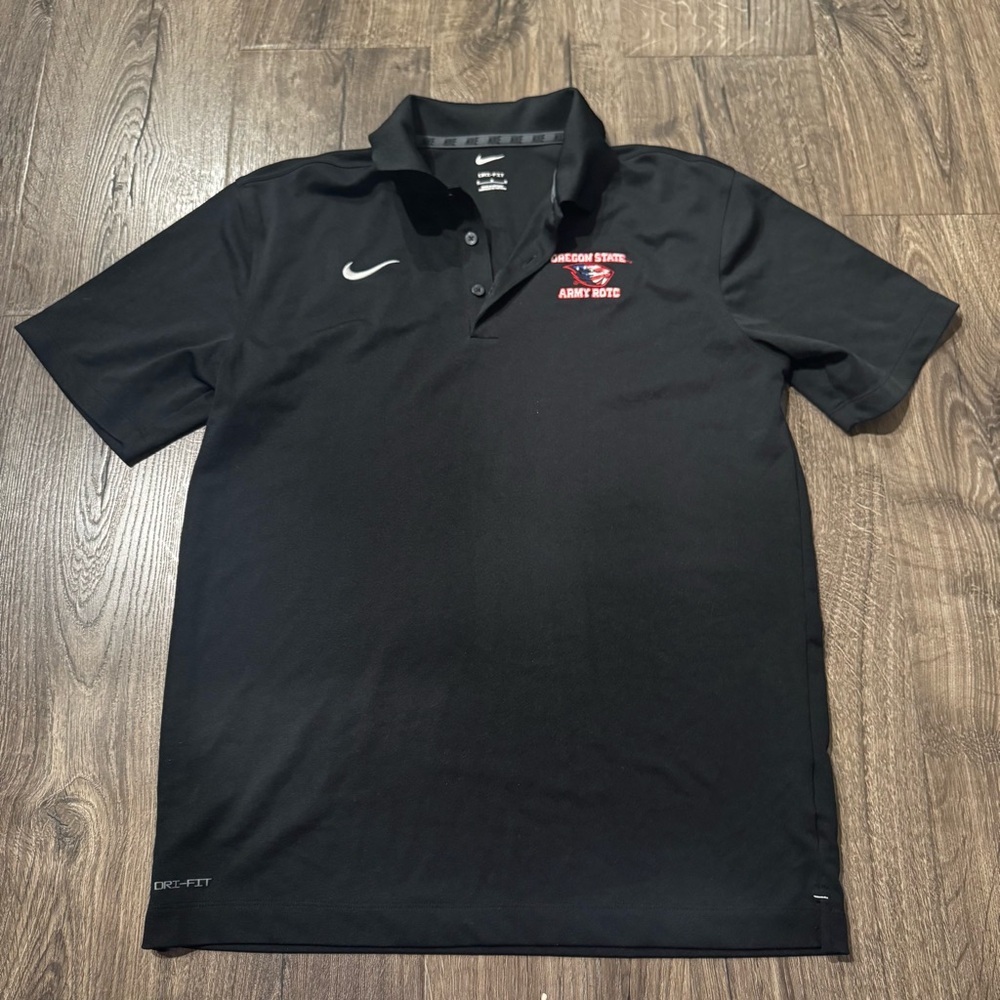 Nike Black Polo Shirt Oregon state Army ROTC short sleeve dri fit size medium